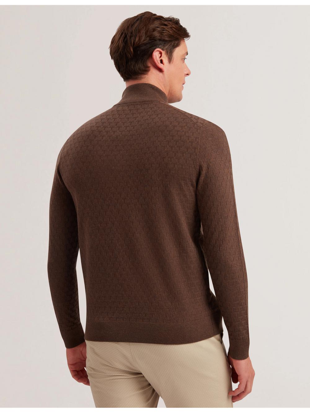 Ted Baker KURNLE - T Knit Half Zip Funnel Neck Men Jumpers Brown | UAE  34968-KDXG
