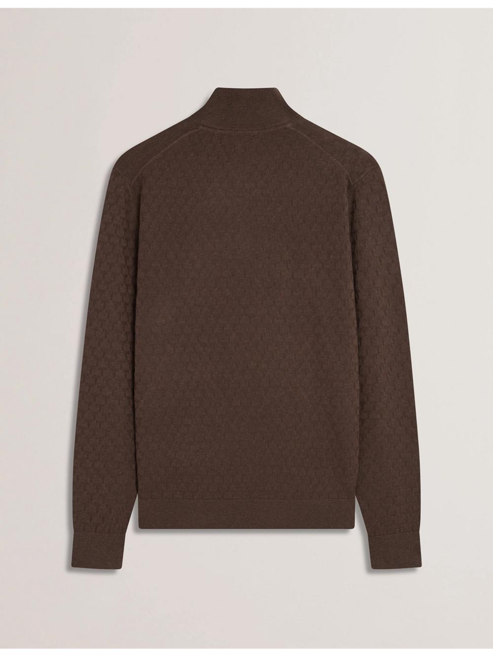 Ted Baker KURNLE - T Knit Half Zip Funnel Neck Men Jumpers Brown | UAE  34968-KDXG