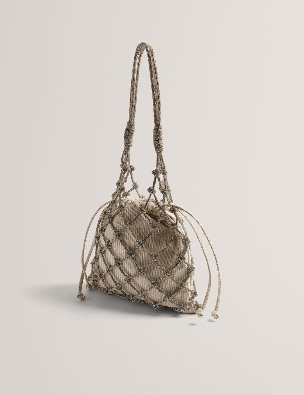 Ted Baker KYLISA - Crystal Cage Top Handle Canvas Women Bucket Bags Silver | UAE  31740-QAZS