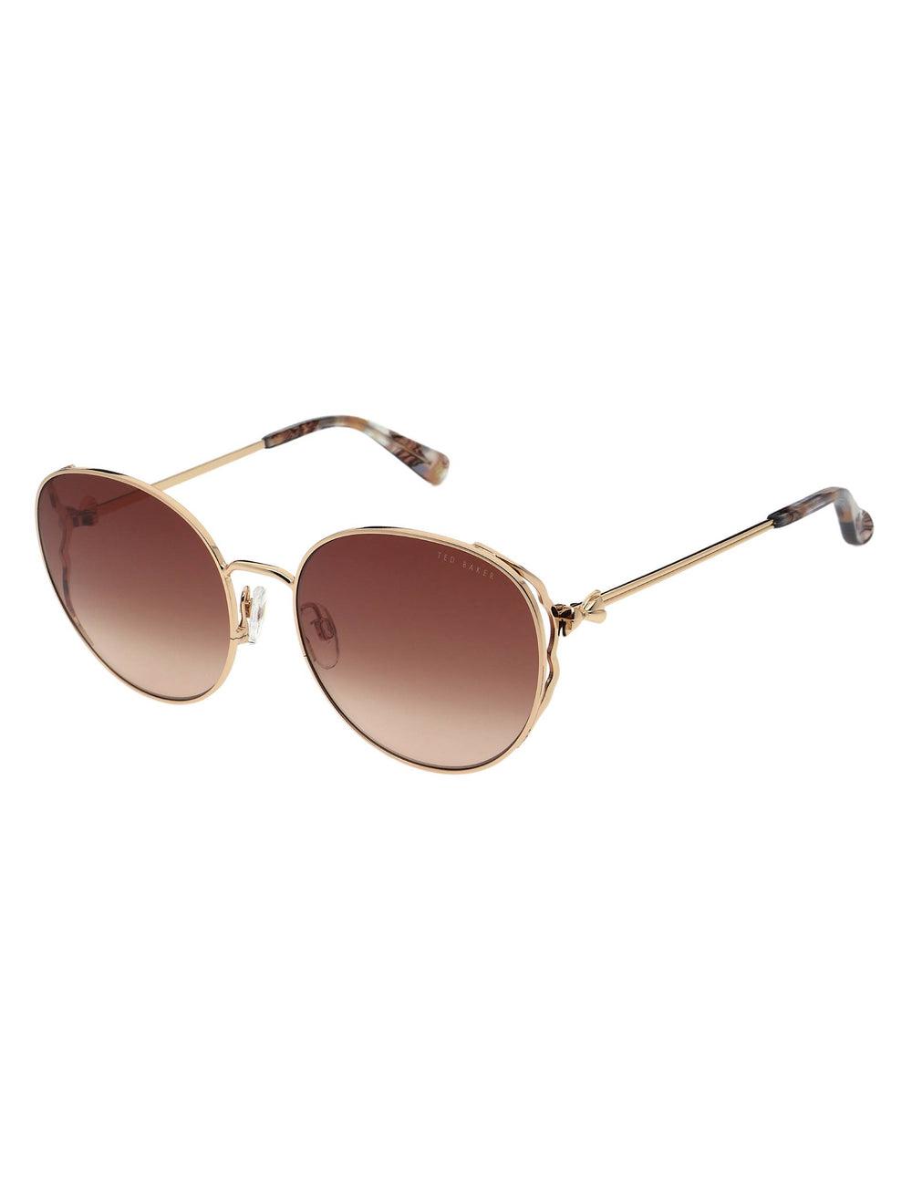 Ted Baker LAKE - Round Metal Frame Bow Detail Women Sunglasses Shiny Light Rose | UAE  81492-SJKO