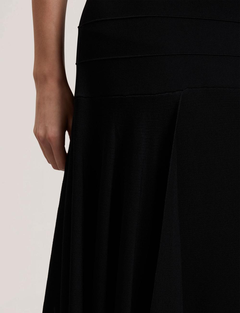 Ted Baker LAURRIE - Asymmetric Waterfall Hem Knitted Women Midi Skirts Black | UAE  07158-KAYT