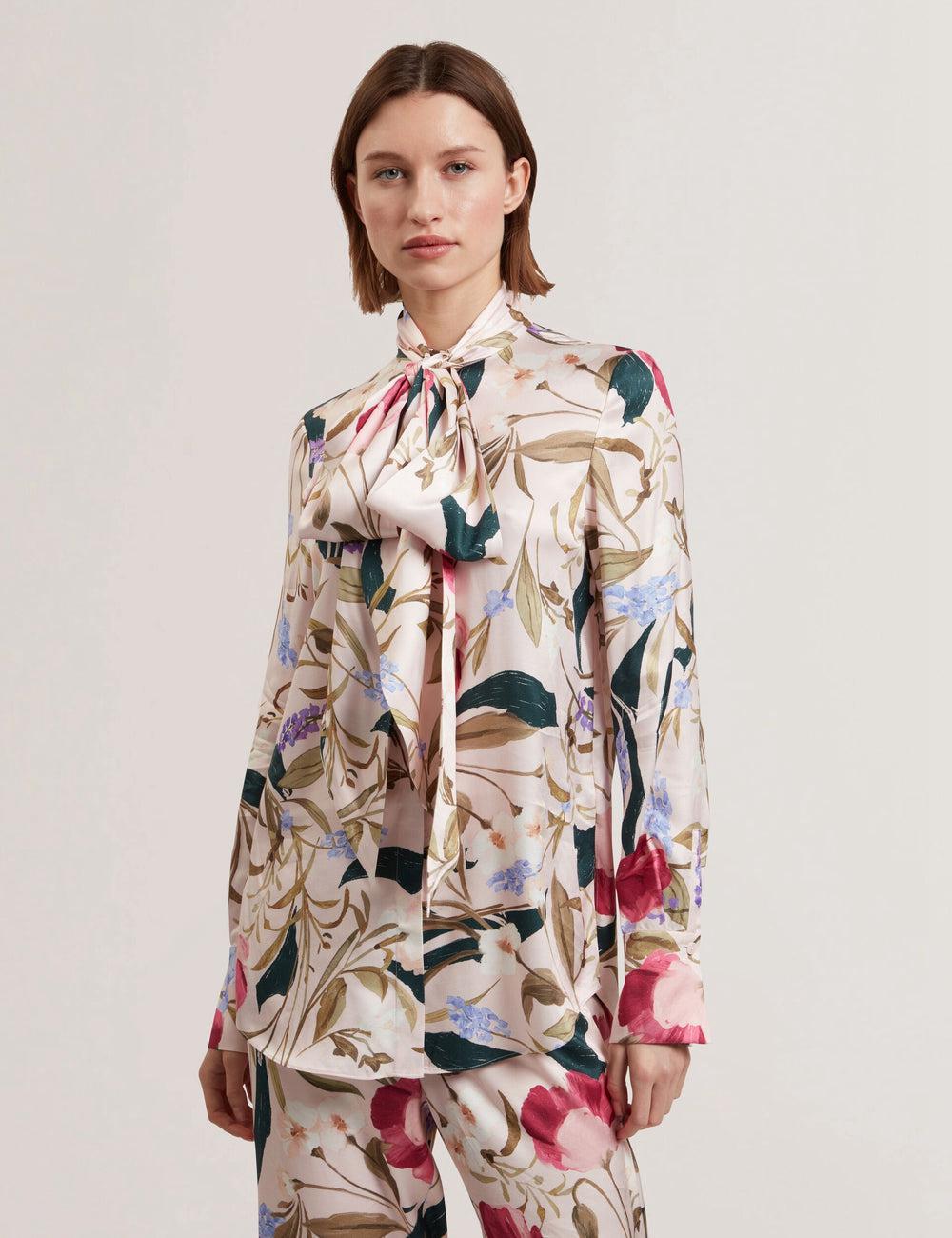 Ted Baker LEEYAA - Floral Print Neck Longline Women Blouses Pink | UAE  14659-ZFGR