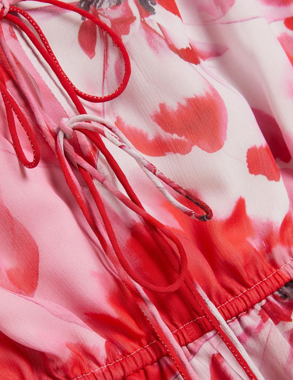Ted Baker LEYNA - Floral Chiffon Front Women Mini Dresses Red | UAE  02953-MGZE