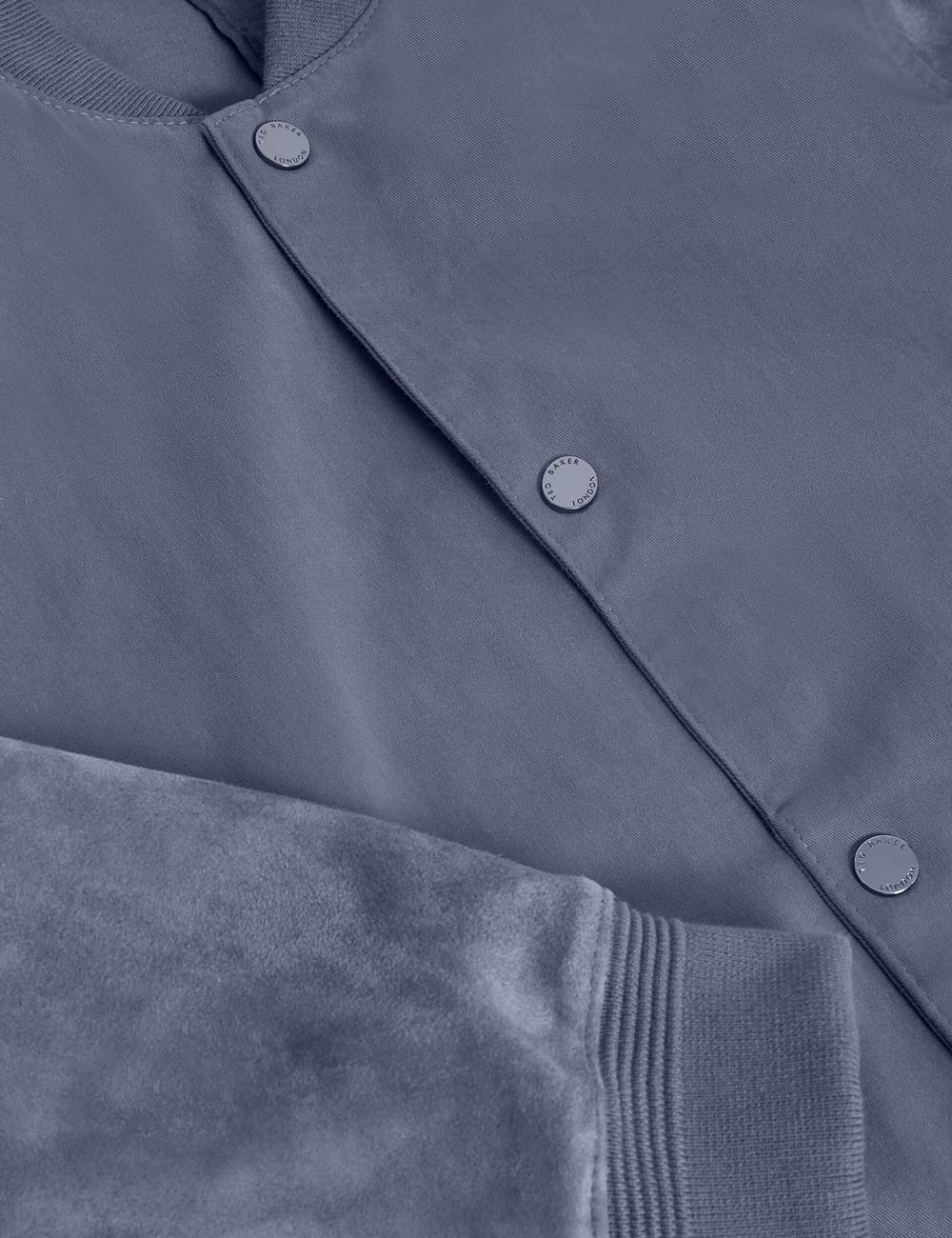 Ted Baker LIAMS - Cotton Twill & Suede Bomber Men Jackets Mid-Blue | UAE  08619-XUNQ