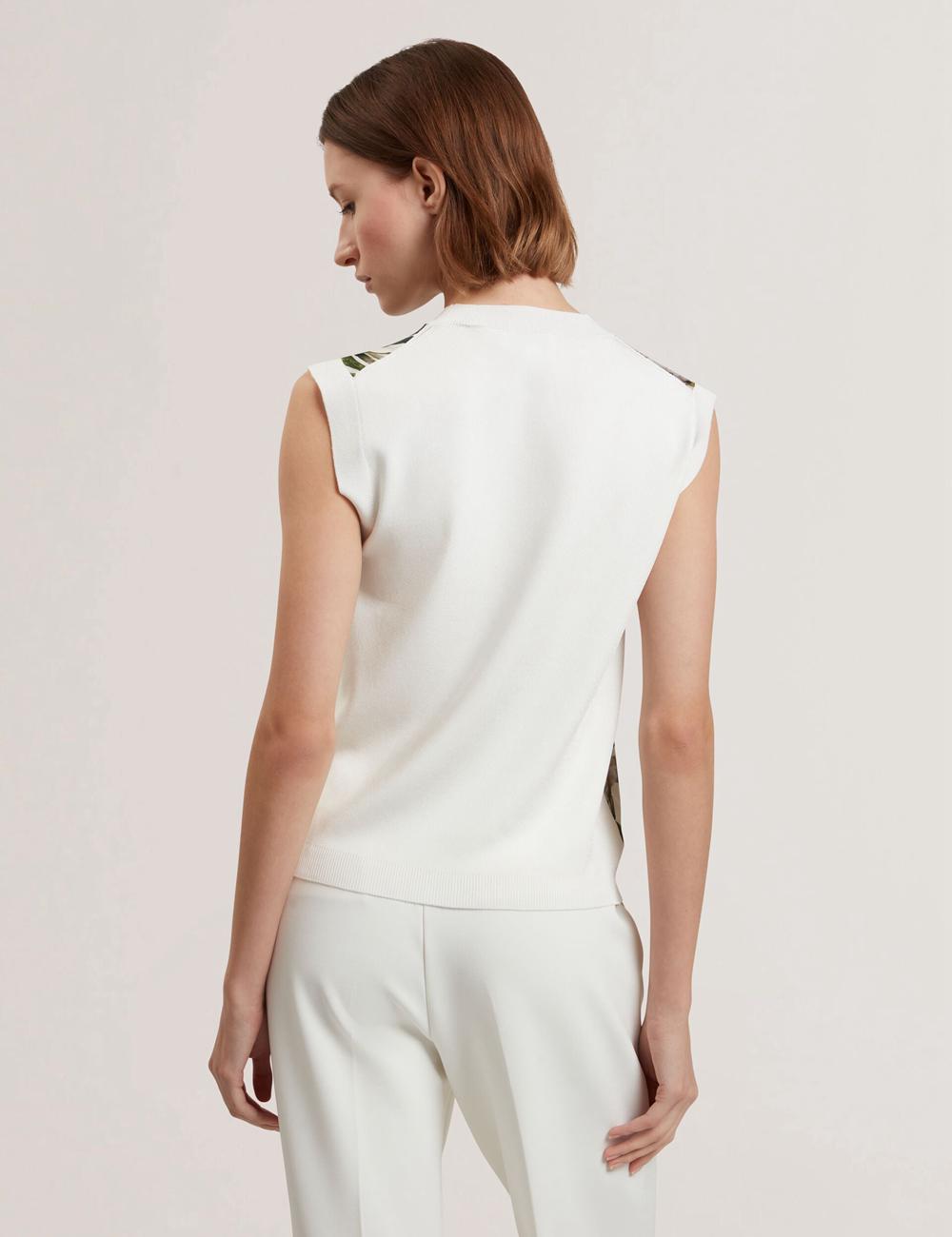 Ted Baker LIILEA - Floral Print Front Boxy Knitted Women Tops Ivory | UAE  23964-NMBK