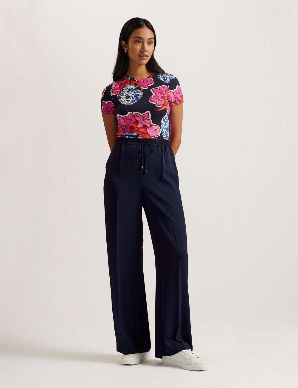 Ted Baker LILIAAH - Wide Leg Tailored Women Joggers Navy | UAE  58324-VBAT