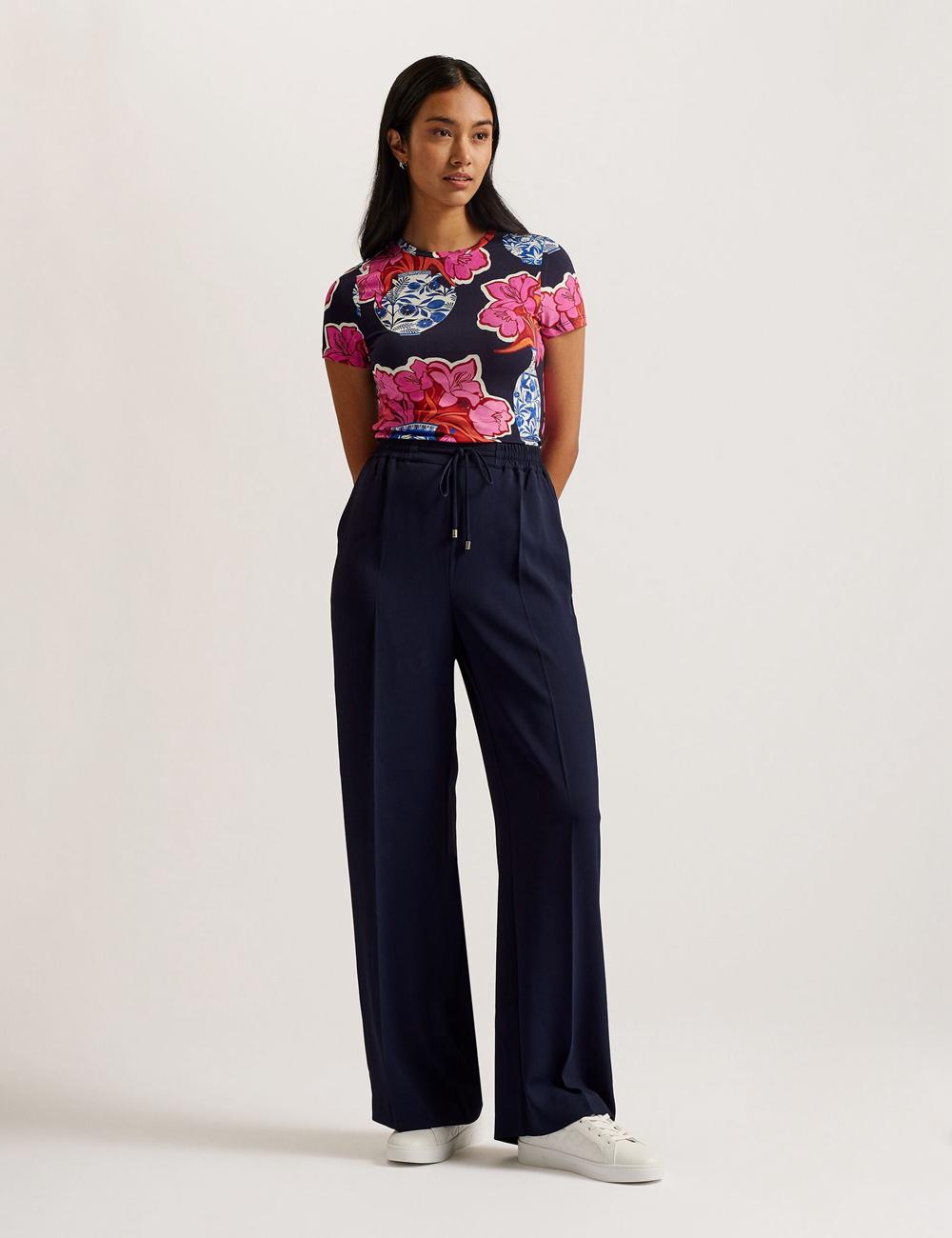 Ted Baker LILIAAH - Wide Leg Tailored Women Joggers Navy | UAE  58324-VBAT