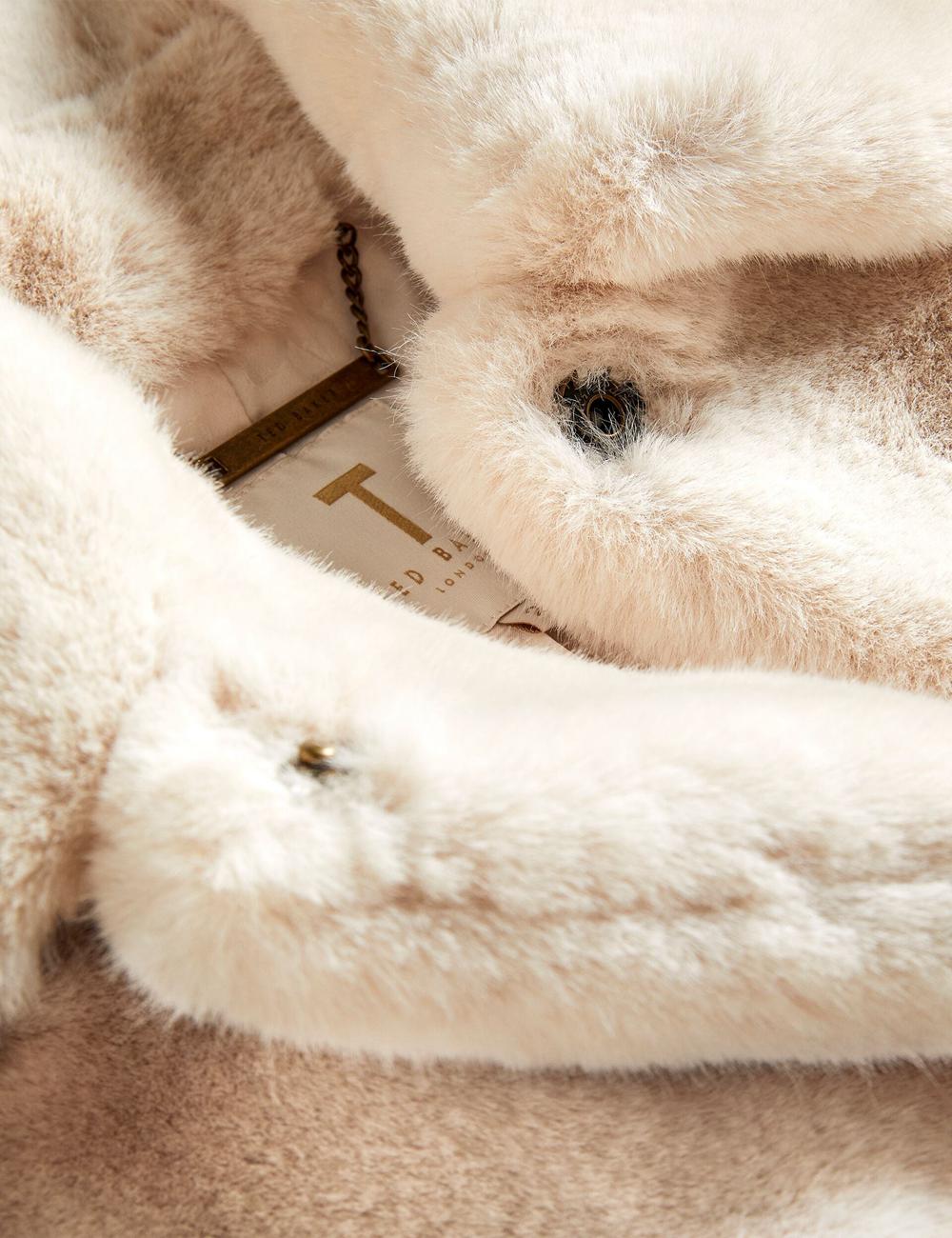 Ted Baker LILIAM - Faux Fur Collared Short Coat Women Jackets Ivory | UAE  13078-RPNY