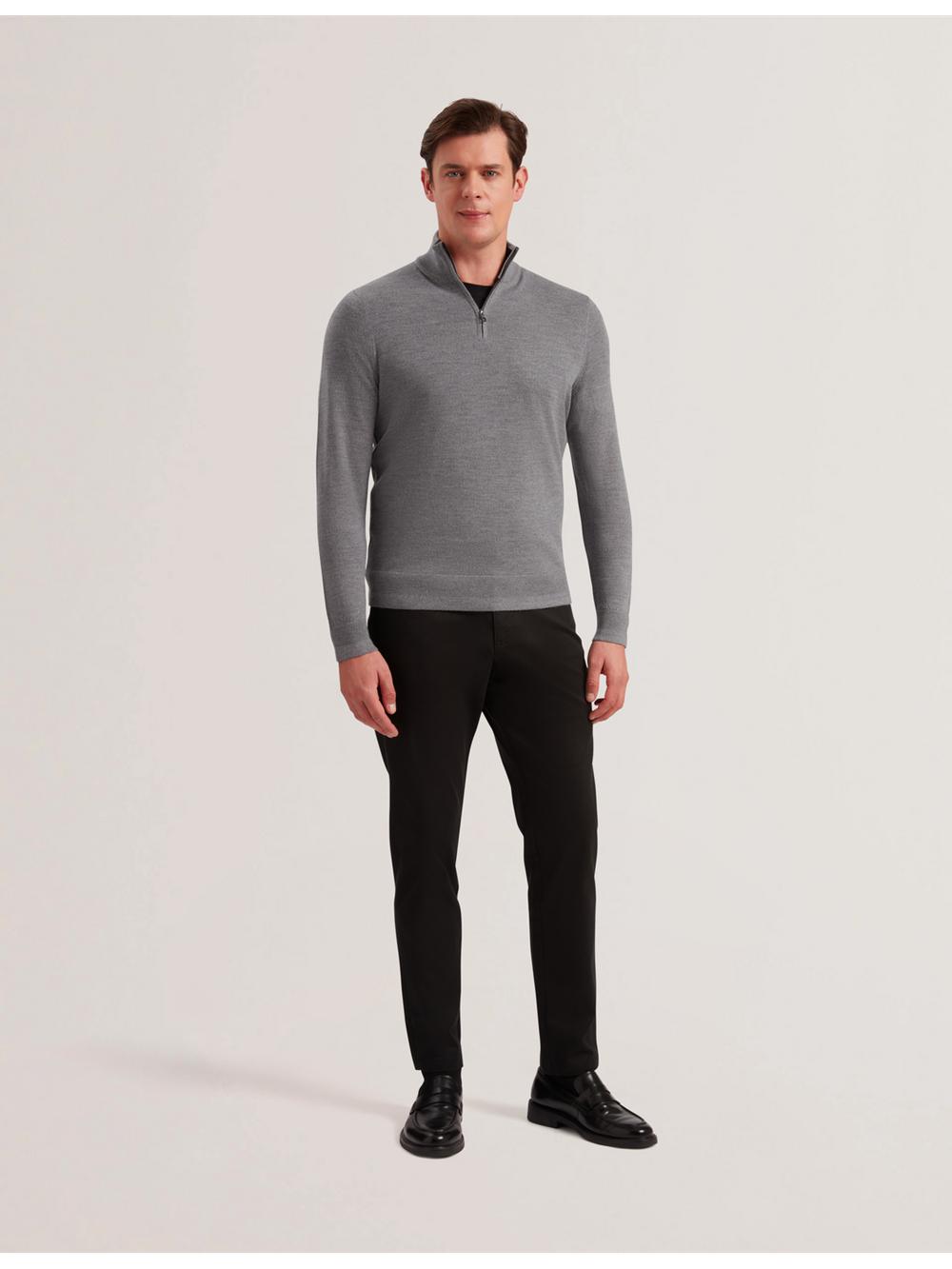 Ted Baker LIMEHAS - Wool Quarter Zip Funnel Neck Men Jumpers Charcoal | UAE  72158-HJBM