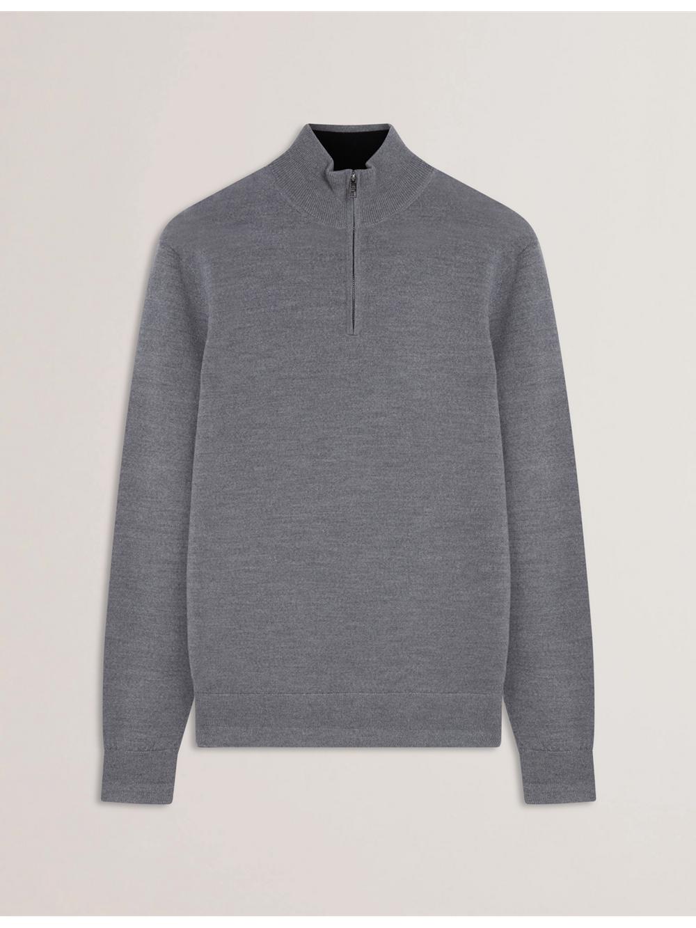 Ted Baker LIMEHAS - Wool Quarter Zip Funnel Neck Men Jumpers Charcoal | UAE  72158-HJBM