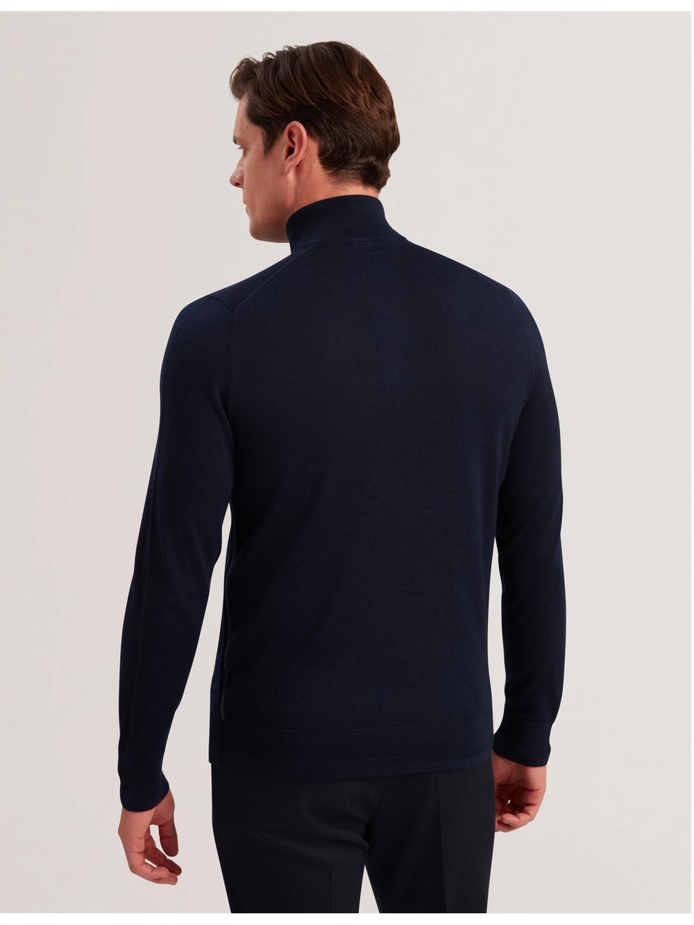 Ted Baker LIMEHAS - Wool Quarter Zip Funnel Neck Sweater Men Jumpers Navy | UAE  37192-NDZT