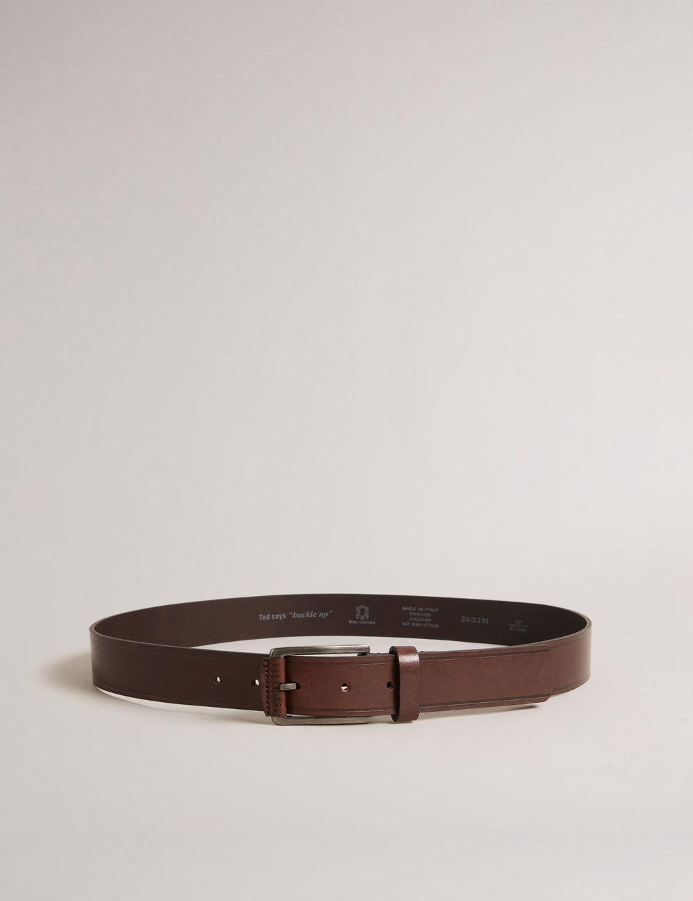Ted Baker LINDED - Debossed Detail Smooth Leather Men Belts Brown | UAE  38740-OSHM