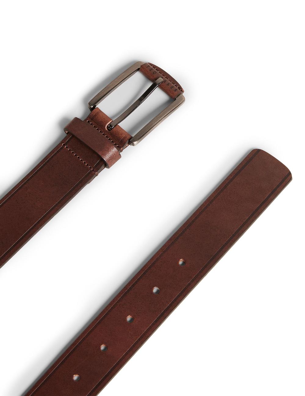 Ted Baker LINDED - Debossed Detail Smooth Leather Men Belts Brown | UAE  38740-OSHM