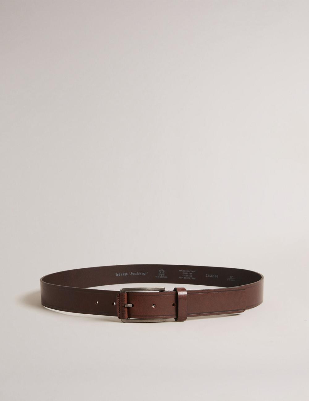 Ted Baker LINDED - Debossed Detail Smooth Leather Men Belts Brown | UAE  38740-OSHM