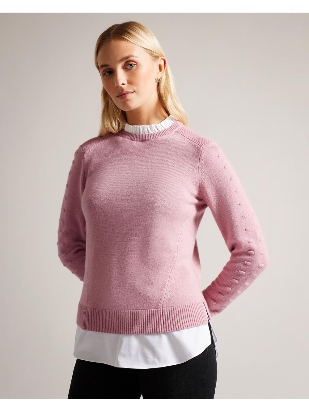 Ted Baker LISSIAH - Bobble Detail Shirt Hem Knitted Women Jumpers Dusky-Pink | UAE  42078-QHDU