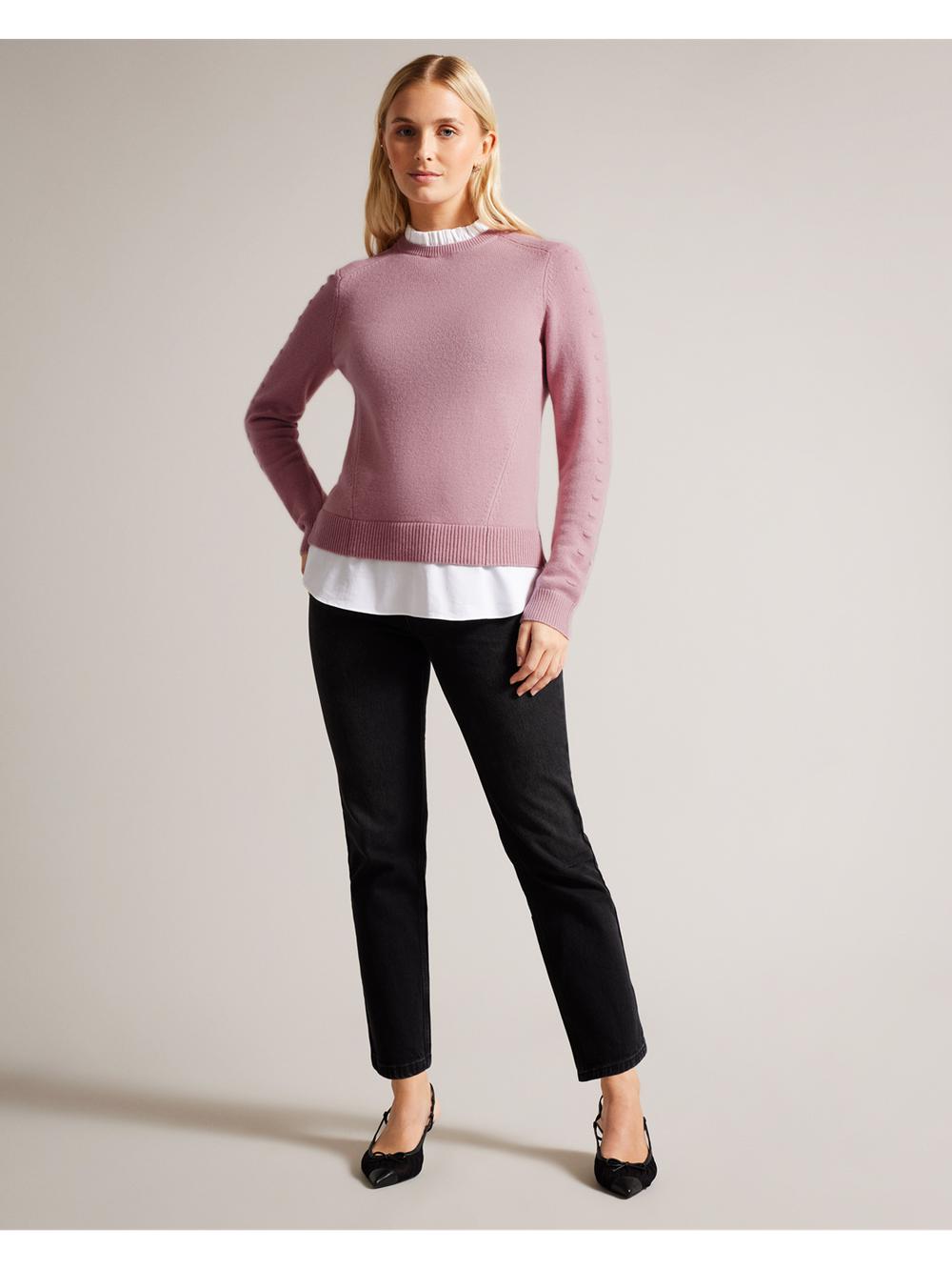Ted Baker LISSIAH - Bobble Detail Shirt Hem Knitted Women Jumpers Dusky-Pink | UAE  42078-QHDU