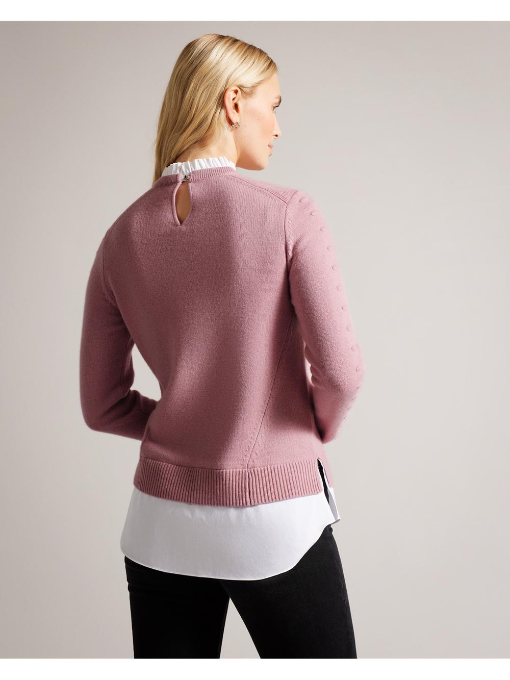 Ted Baker LISSIAH - Bobble Detail Shirt Hem Knitted Women Jumpers Dusky-Pink | UAE  42078-QHDU