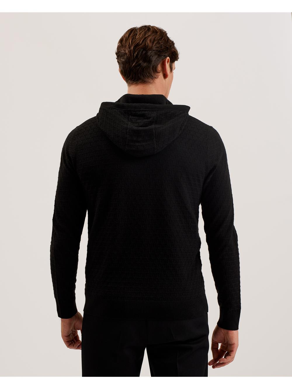 Ted Baker LOULAR - Textured T Knit Wool Blend Men Hoodies Black | UAE  53048-RAJZ
