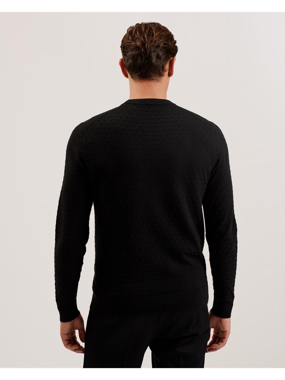 Ted Baker LOUNG - Textured T Knit Crew Neck Men Jumpers Black | UAE  08476-UHWJ