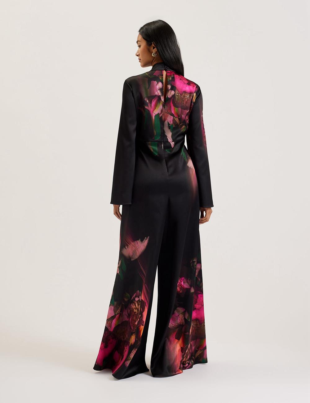 Ted Baker LOUSIOS - Printed Neck Wide Leg Women Jumpsuits Black | UAE  58431-JQFA