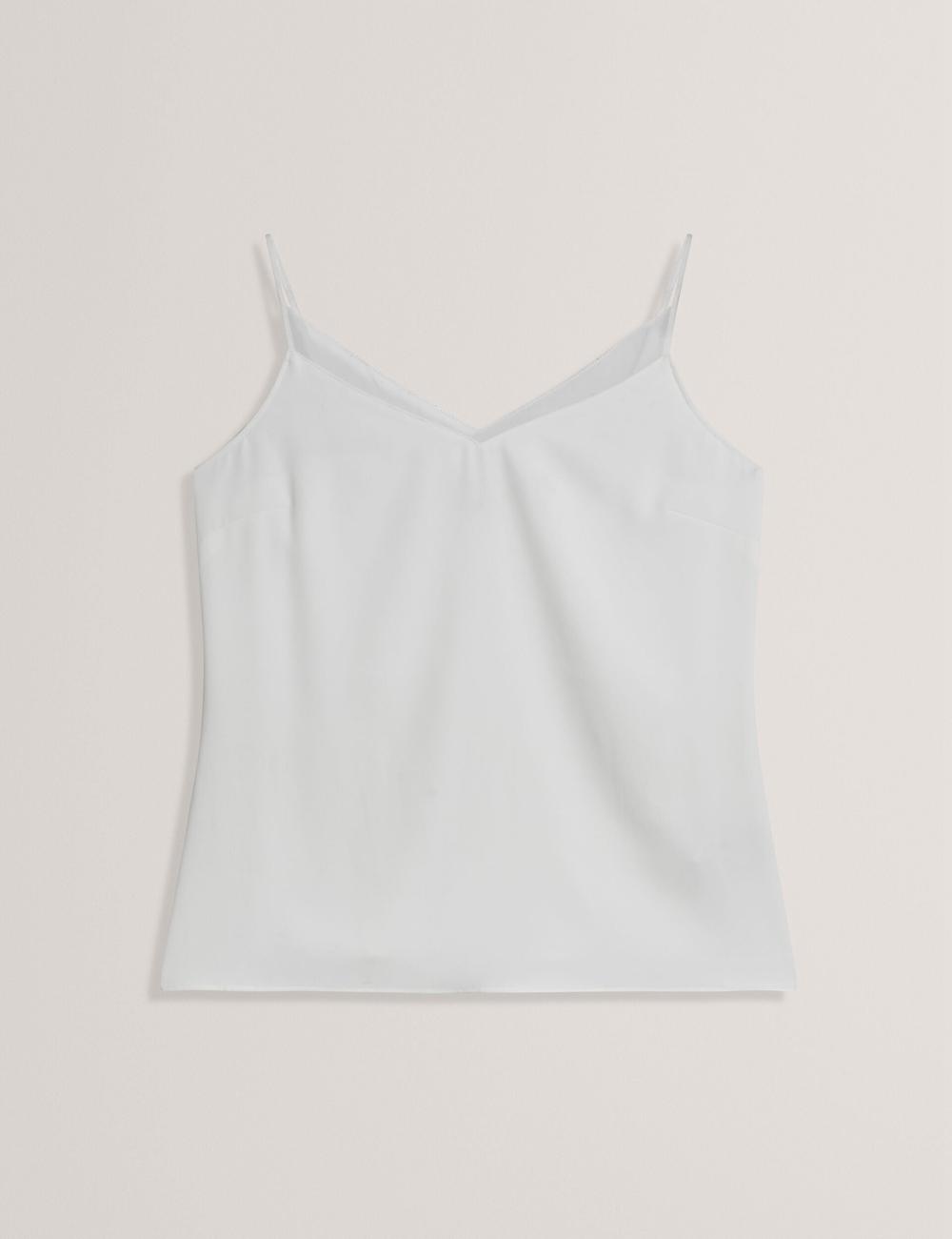Ted Baker LULEA - Chiffon Detail V-Neck Strappy Cami Women Tops Ivory | UAE  19406-ZUBJ