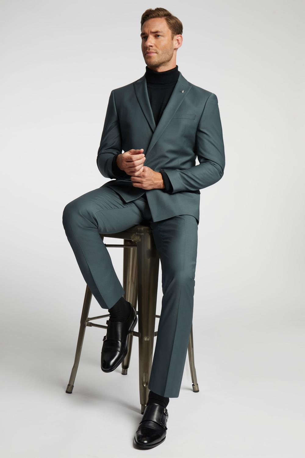 Ted Baker LUNANTS - Wool Blend Slim Suit Men Trousers Green | UAE  82561-QXWS