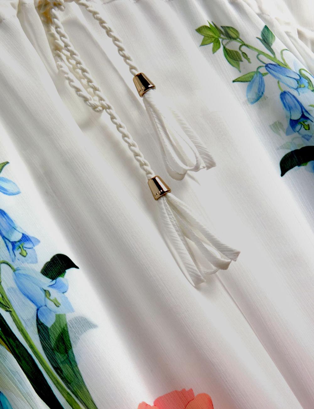 Ted Baker LUUSAA - Floral V-Neck Maxi Kaftan Beach Dress Women Cover Ups White | UAE  41370-XBFW