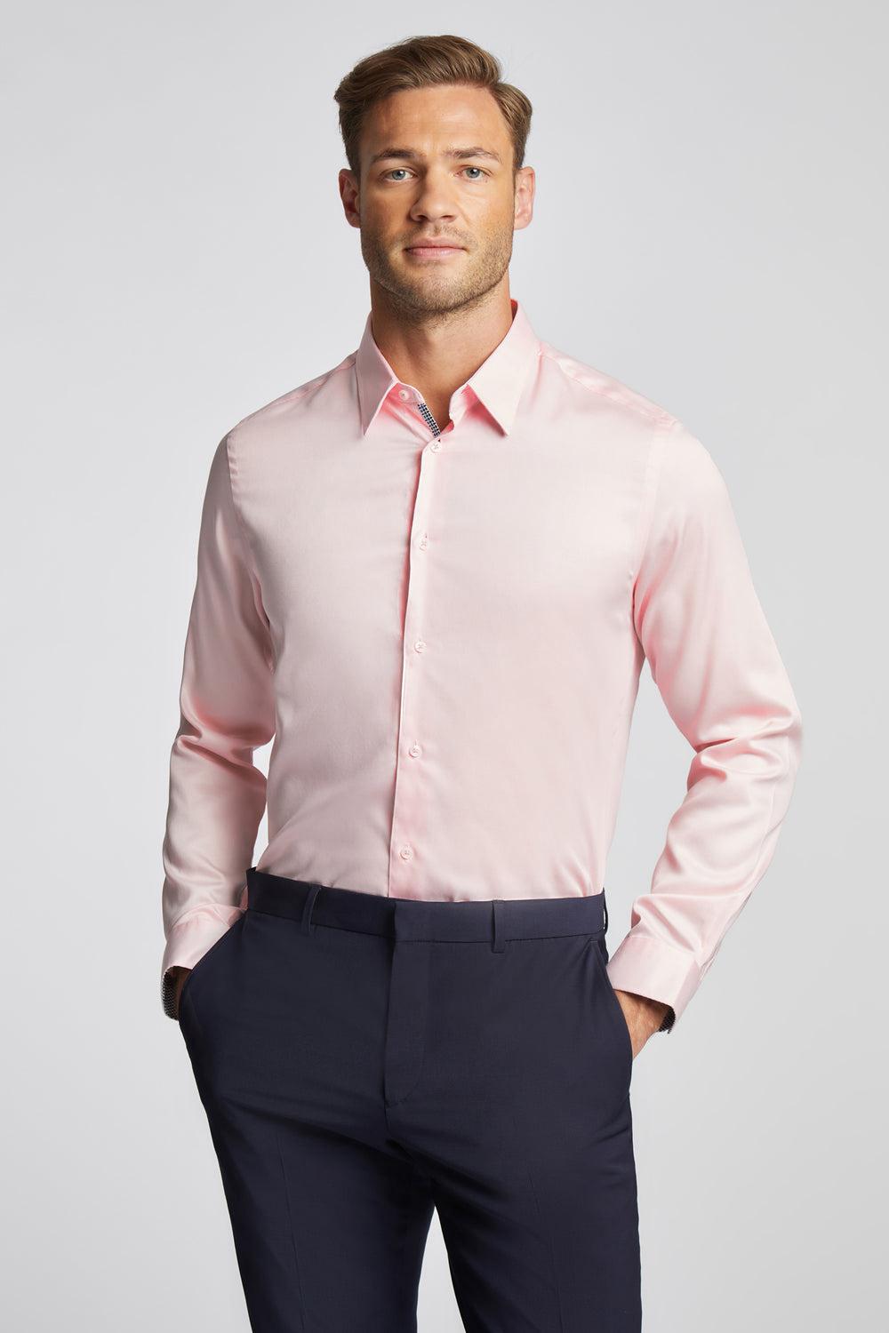 Ted Baker MAELOR - Slim Fit Sateen Cotton Men Formal Shirts Pink | UAE  85964-WECG