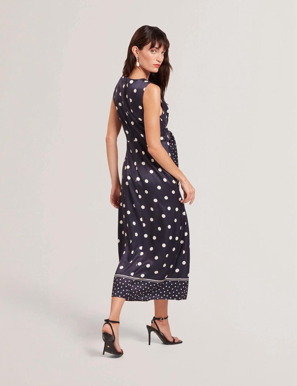 Ted Baker MALMOA - Polka Dot Detail Column Women Midi Dresses Navy | UAE  21376-TUEA