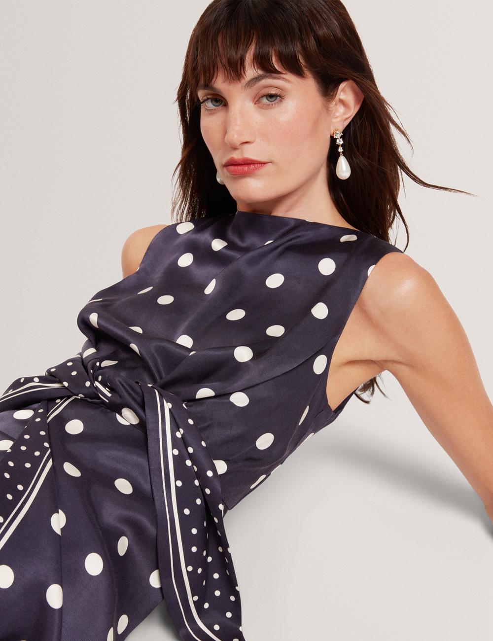 Ted Baker MALMOA - Polka Dot Detail Column Women Midi Dresses Navy | UAE  21376-TUEA