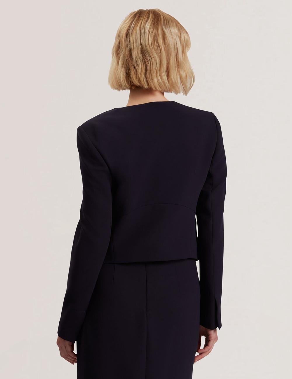 Ted Baker MANABJL - Tailored Round Neck Cropped Open Women Jackets Navy | UAE  63701-OEQL