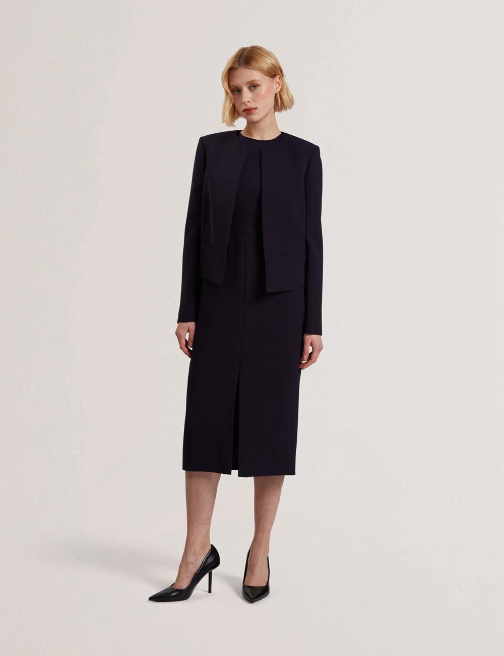 Ted Baker MANABJL - Tailored Round Neck Cropped Open Women Jackets Navy | UAE  63701-OEQL