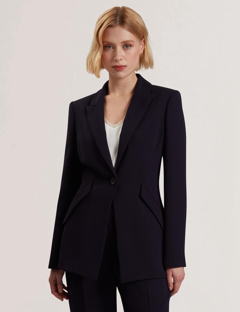 Ted Baker MANABL - Slim Fit Single Breasted Tailored Blazer Women Jackets Navy | UAE  81476-THQE