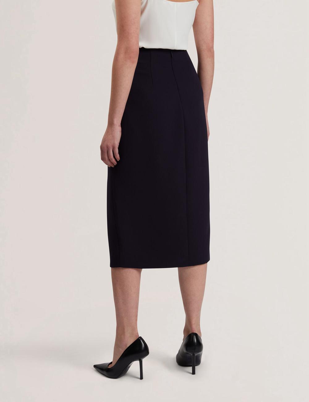 Ted Baker MANABSL - Tailored Midi Pencil Skirt With Front Split Women Midi Skirts Navy | UAE  74953-SBLK