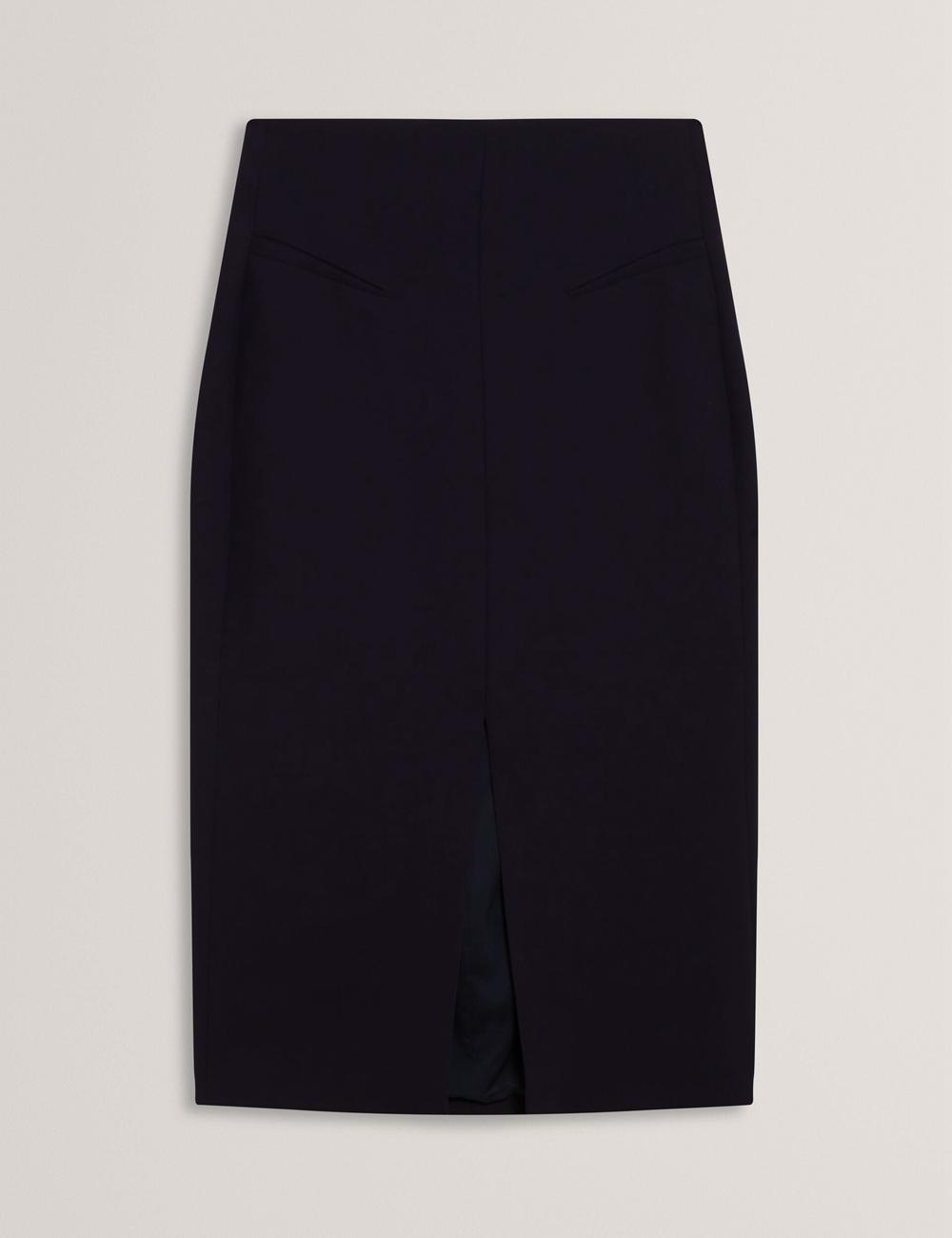 Ted Baker MANABSL - Tailored Midi Pencil Skirt With Front Split Women Midi Skirts Navy | UAE  74953-SBLK