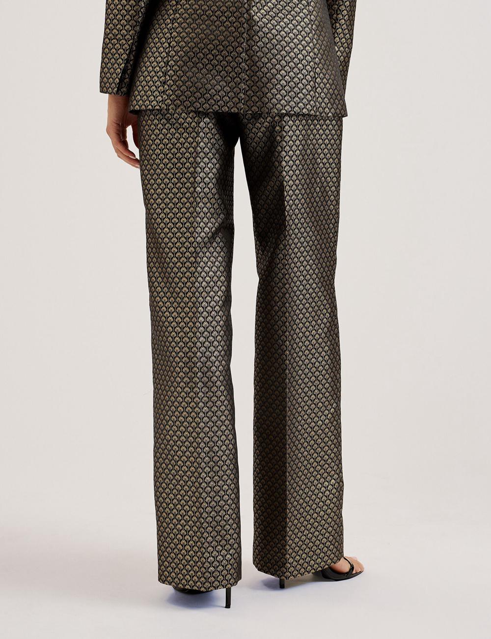 Ted Baker MANGUT - Metallic Jacquard Wide Leg Tailored Women Trousers Black | UAE  51426-WDZS