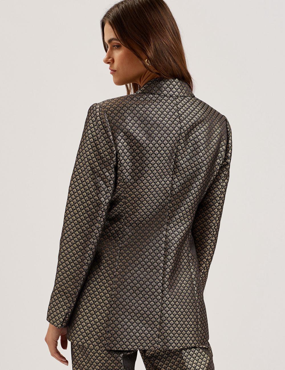 Ted Baker MANGU - Tailored Metallic Jacquard Fitted Women Blazers Black | UAE  85706-VUMD