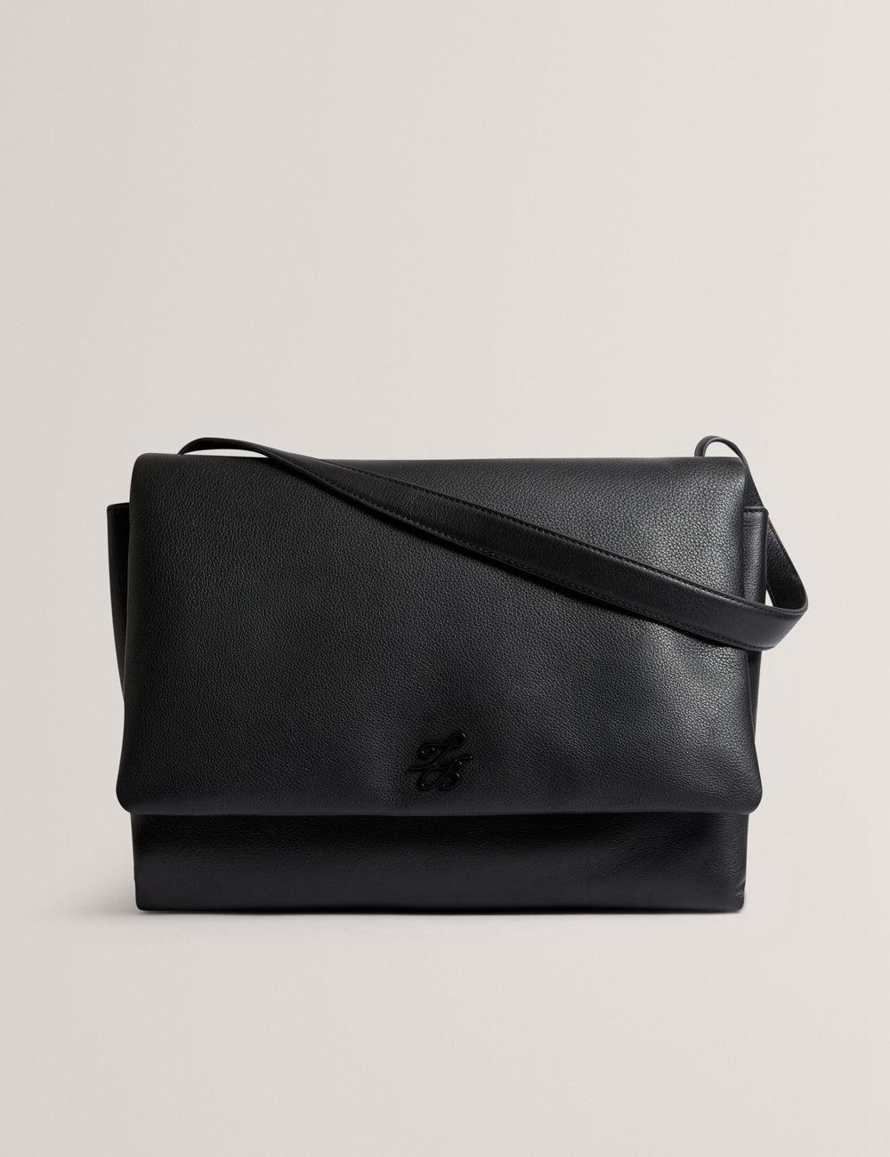 Ted Baker MARGOU - Padded Leather Large Fold Over Women Shoulder Bags Black | UAE  75984-AKFG