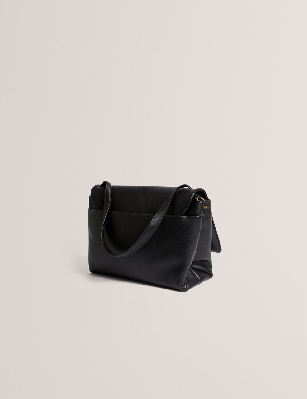 Ted Baker MARGOU - Padded Leather Large Fold Over Women Shoulder Bags Black | UAE  75984-AKFG