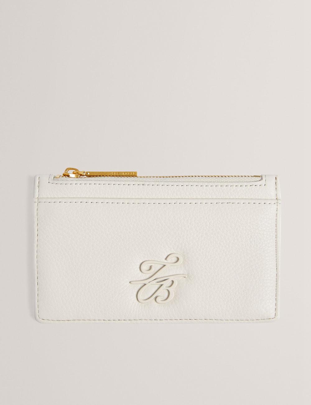 Ted Baker MARLEAH - TB Logo Leather Zip Card Holder Women Wallets Ecru | UAE  29701-BETZ