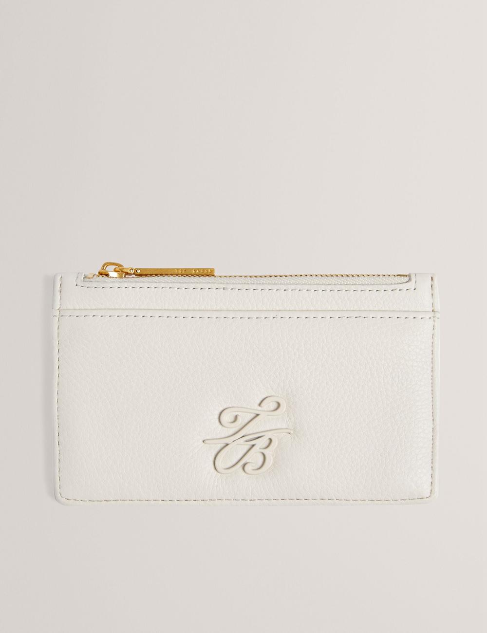 Ted Baker MARLEAH - TB Logo Leather Zip Card Holder Women Wallets Ecru | UAE  29701-BETZ