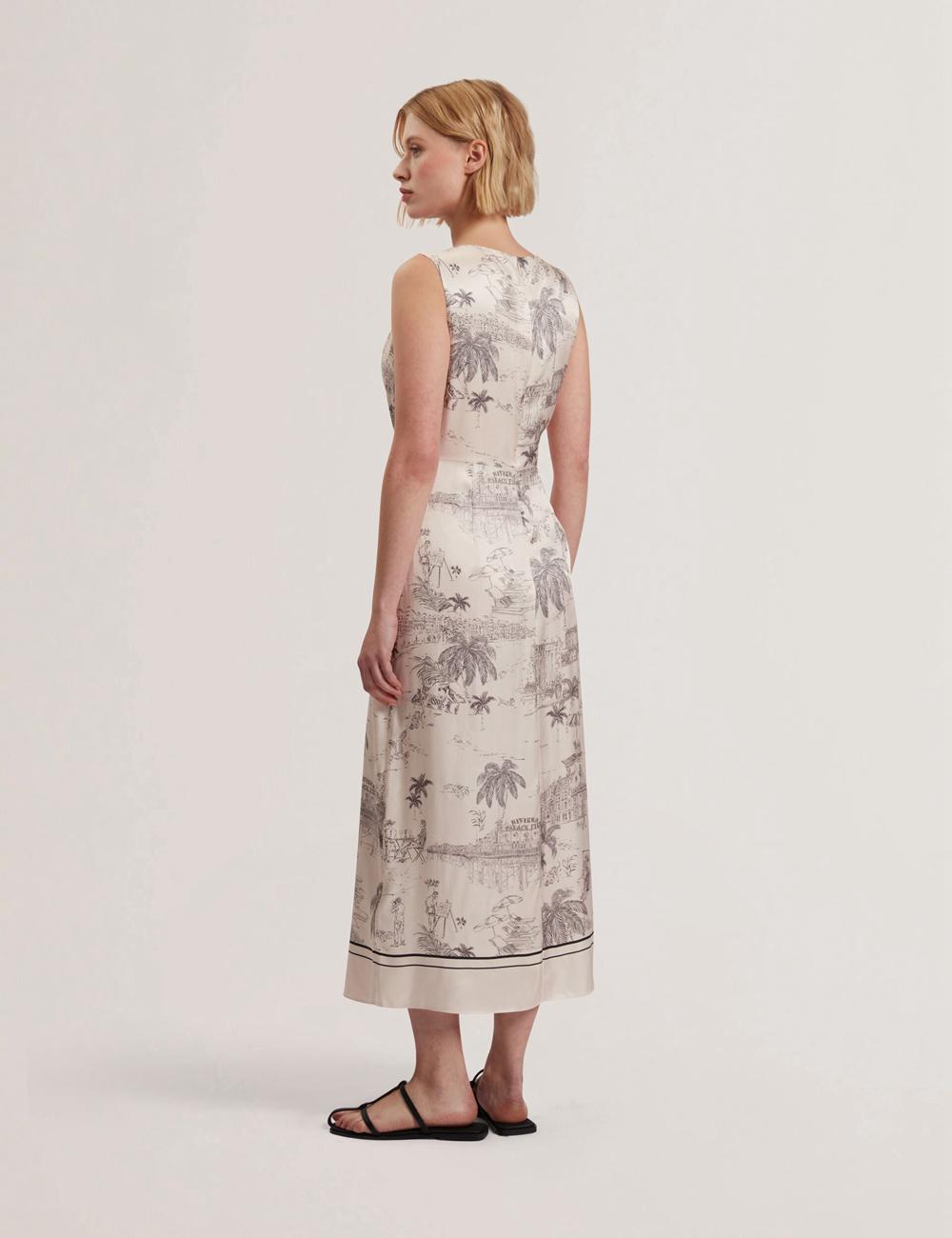 Ted Baker MARRONA - Printed Wrap Front Sleeveless Women Midi Dresses Nude-Pink | UAE  87953-HTJG