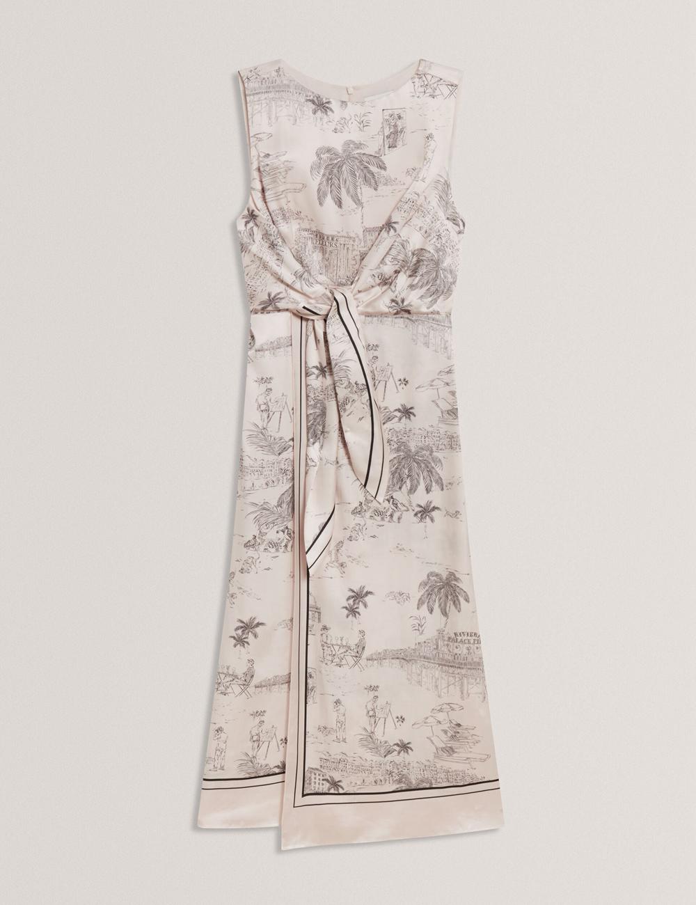Ted Baker MARRONA - Printed Wrap Front Sleeveless Women Midi Dresses Nude-Pink | UAE  87953-HTJG