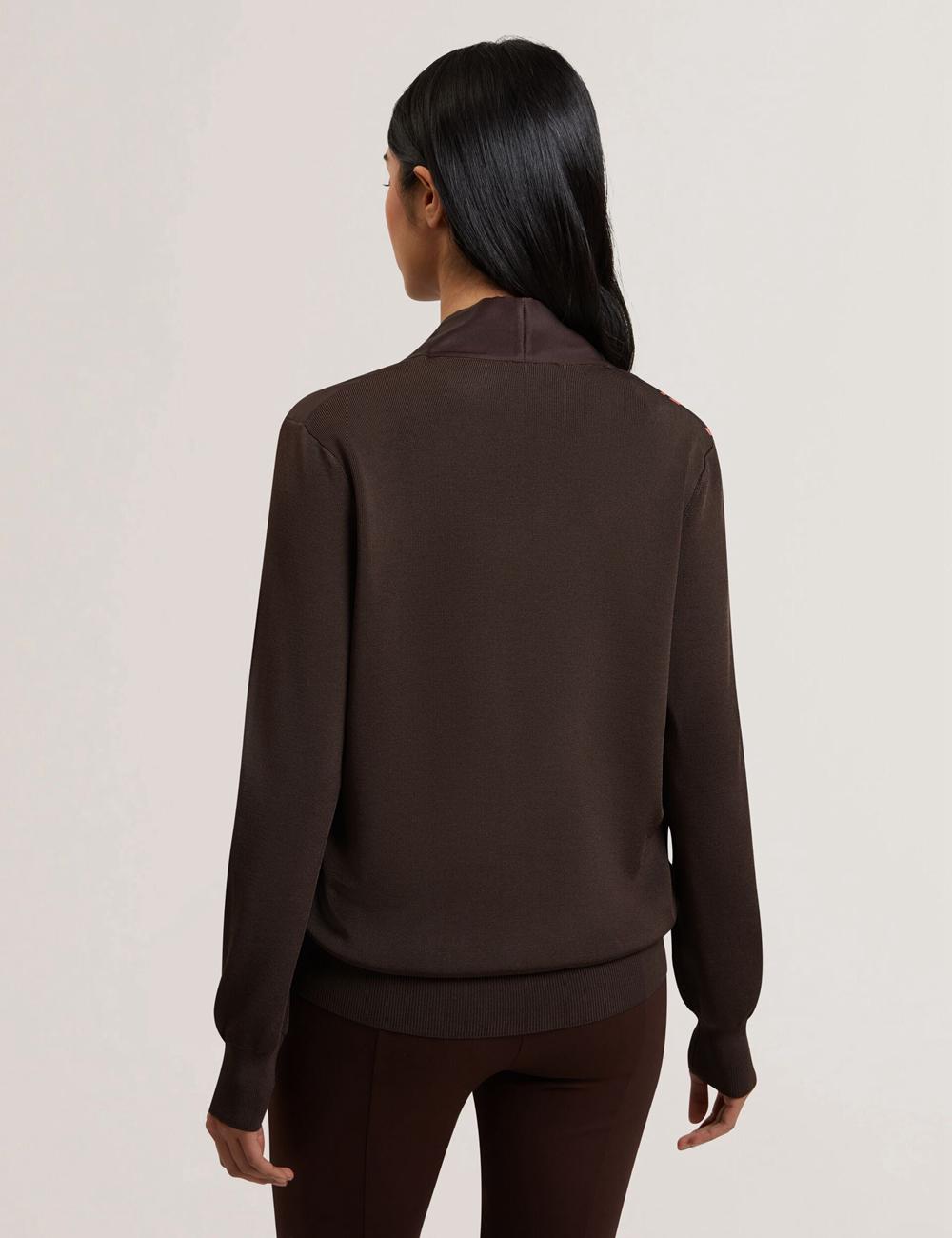 Ted Baker MATIINA - Printed Front Zip-Up Bomber Women Cardigans Dk-Brown | UAE  01359-NHXQ