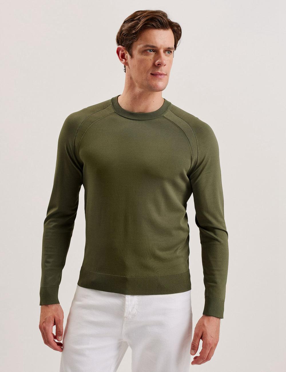 Ted Baker MAYWO - Saddle Shoulder Crew Neck Men Jumpers Khaki | UAE  07632-ZJGQ
