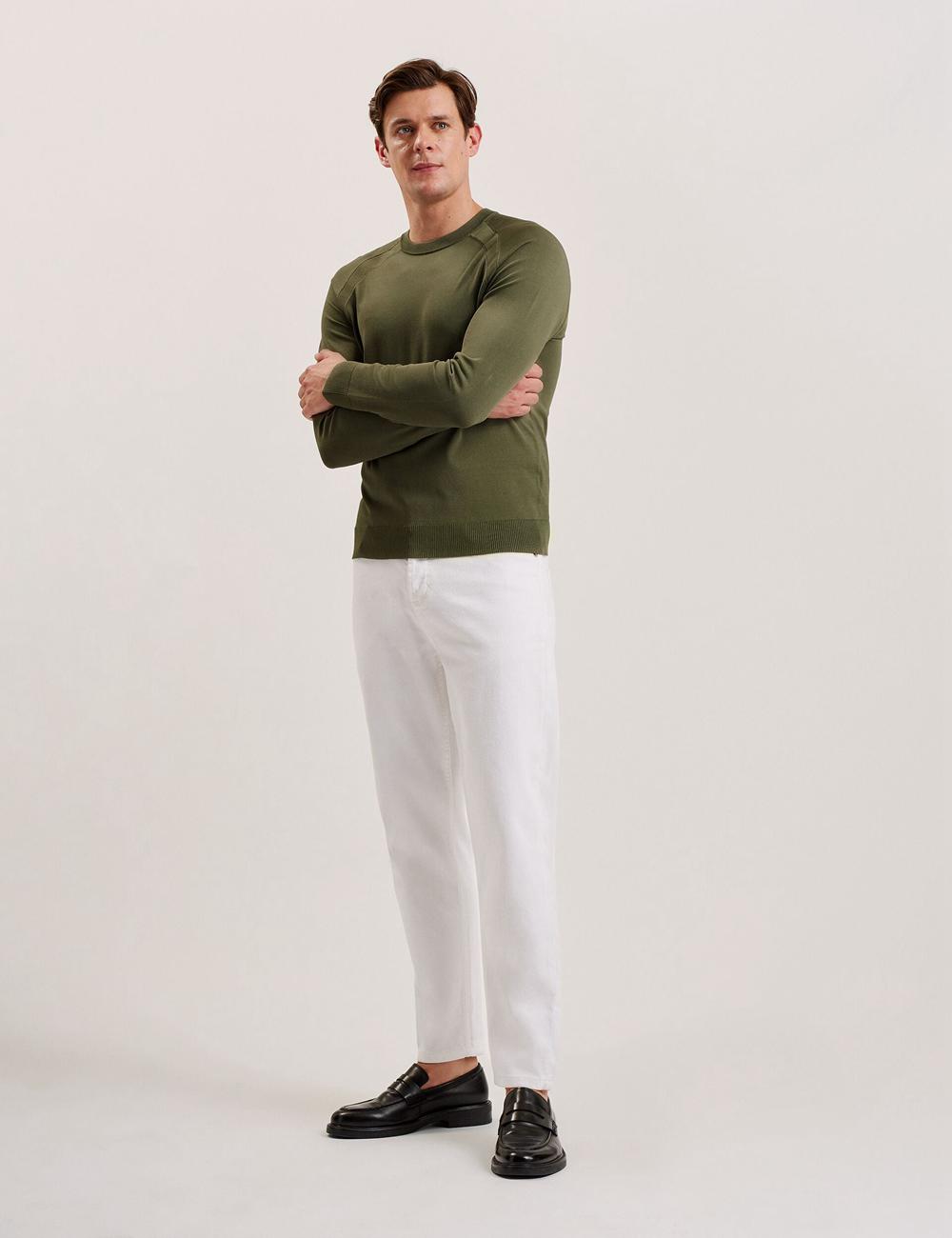 Ted Baker MAYWO - Saddle Shoulder Crew Neck Men Jumpers Khaki | UAE  07632-ZJGQ