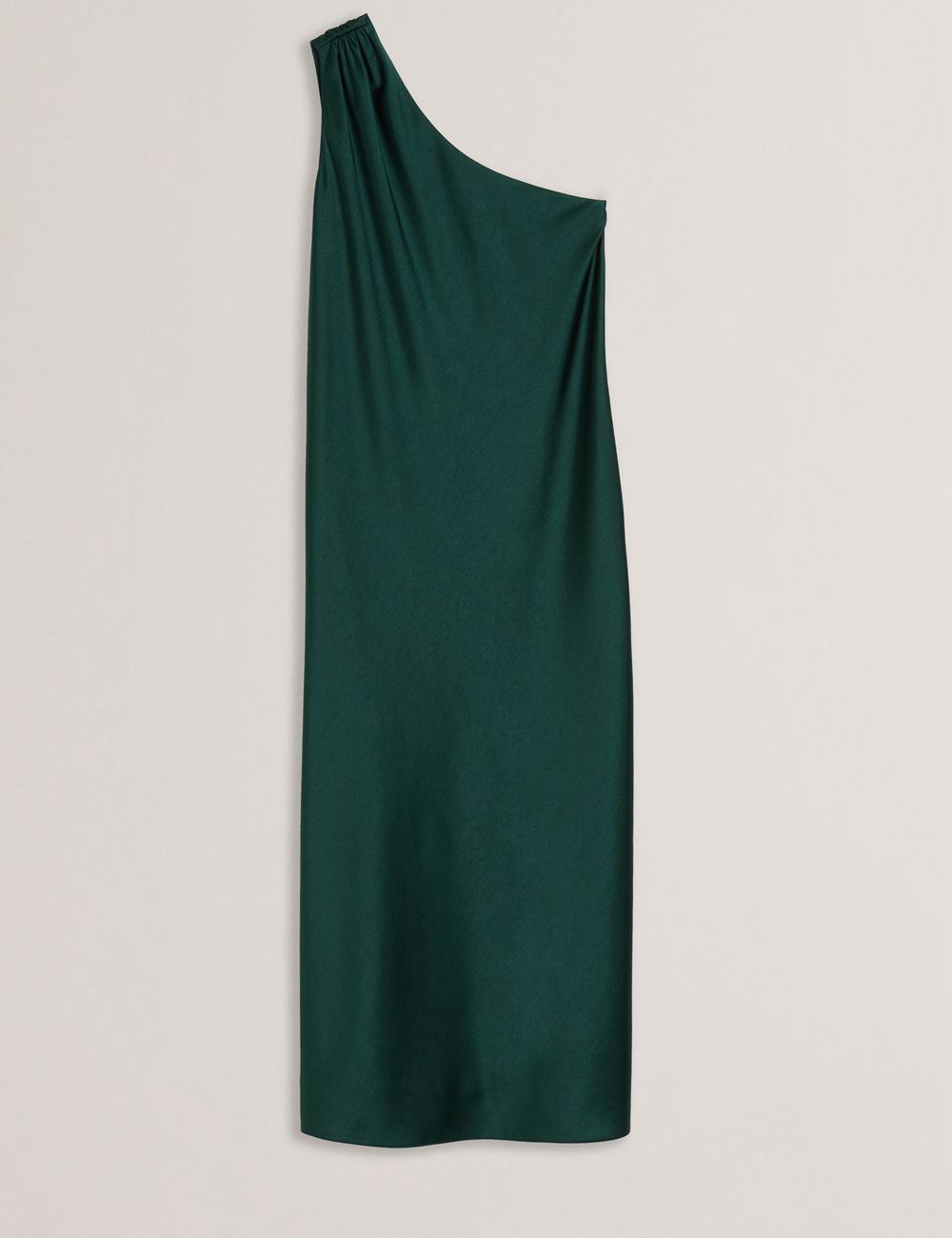 Ted Baker MELGAR - Satin One Shoulder Women Midi Dresses Dk-Green | UAE  75681-ZINX