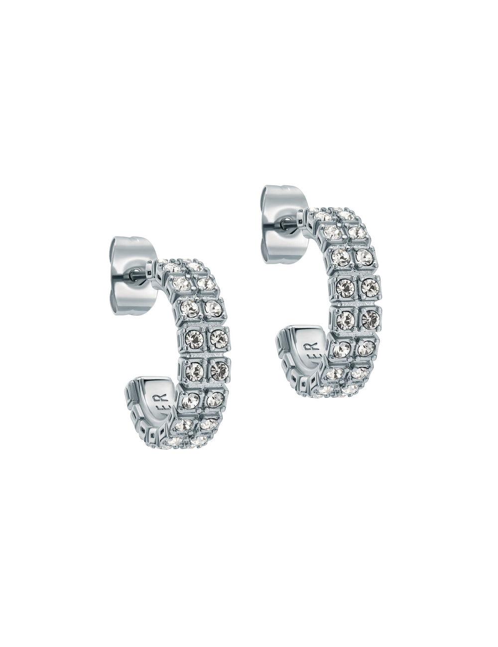 Ted Baker MELLRIE - Double Row Crystal Hoop Women Earrings Silver | UAE  27103-UJLZ