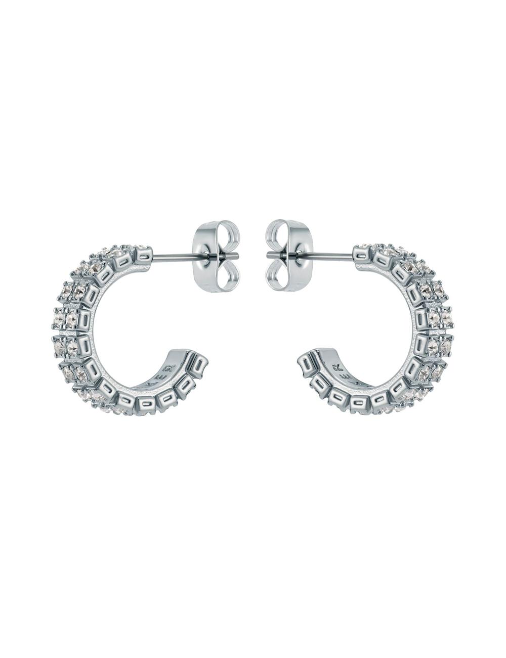 Ted Baker MELLRIE - Double Row Crystal Hoop Women Earrings Silver | UAE  27103-UJLZ