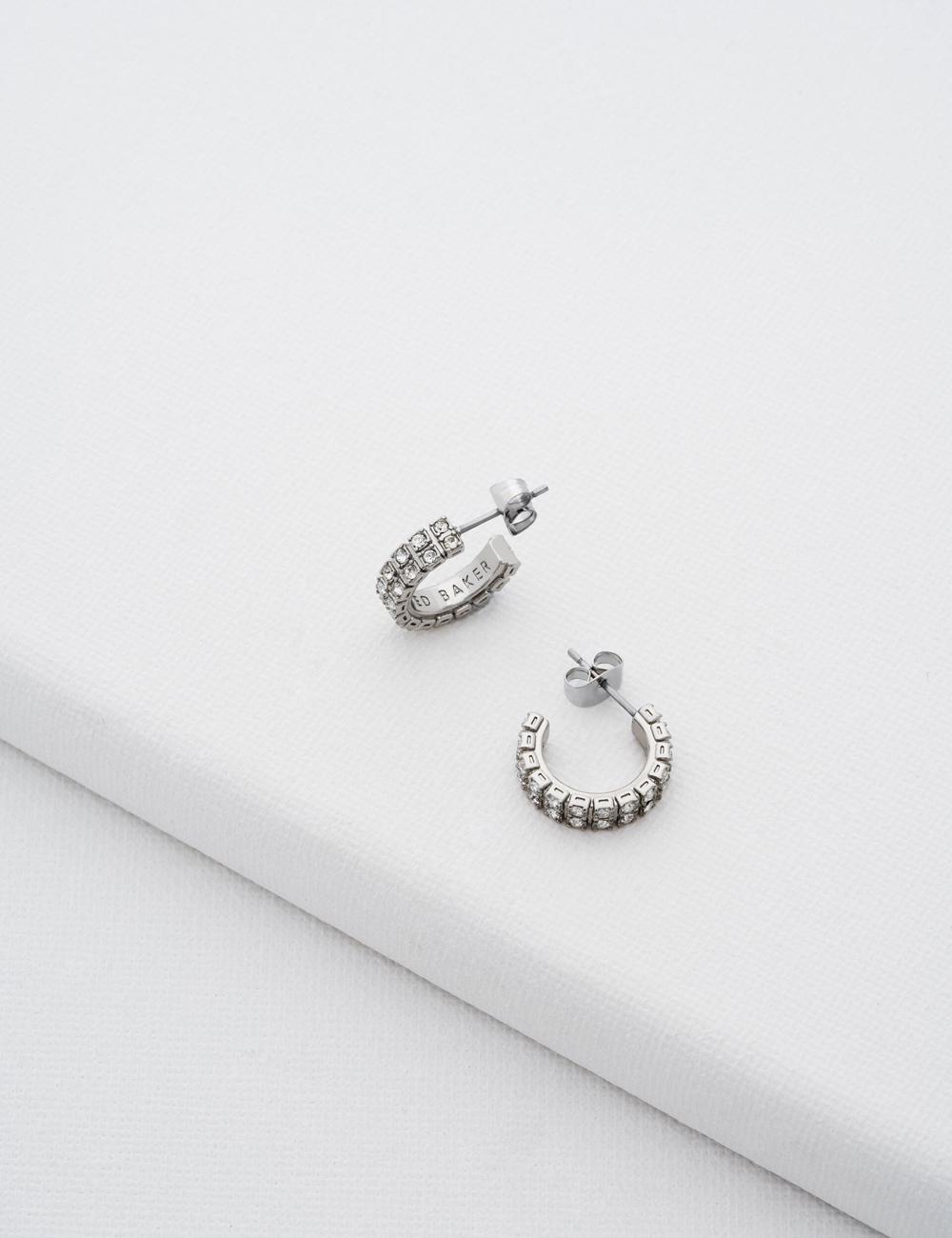Ted Baker MELLRIE - Double Row Crystal Hoop Women Earrings Silver | UAE  27103-UJLZ